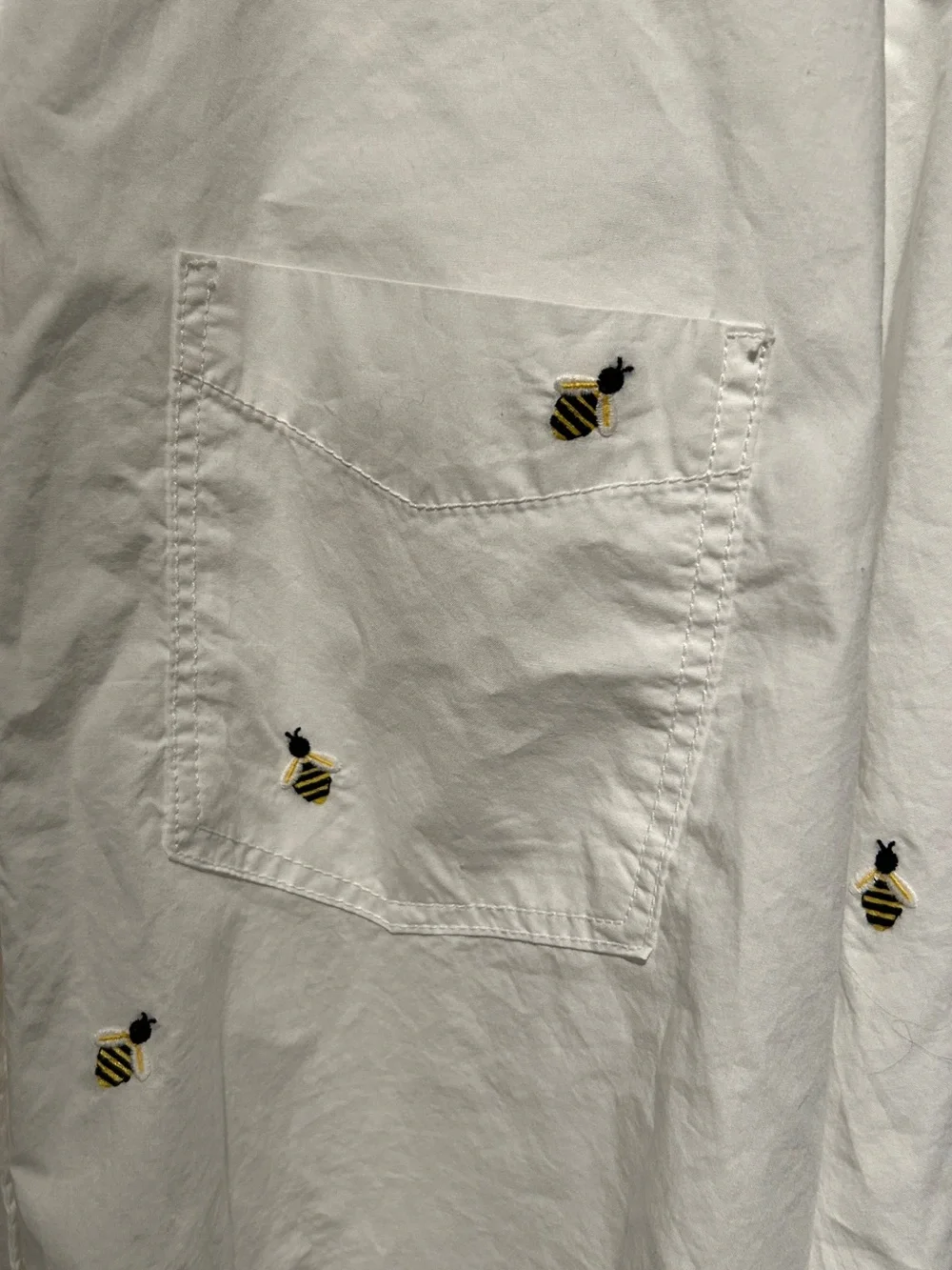 Maeve White Button-Down Shirt with Bee Embroidery - Picture 4 of 9